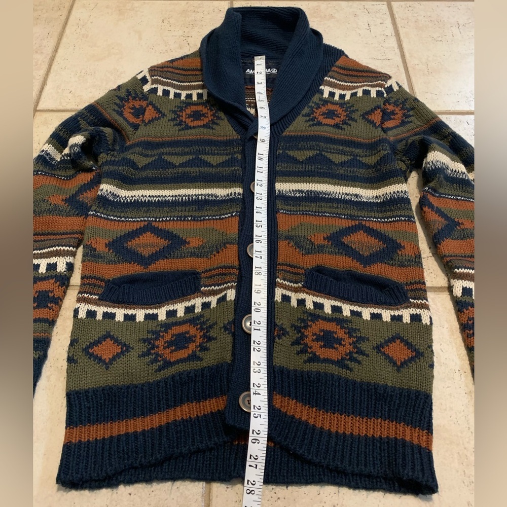 Amnesia Men's Southwestern Aztec Print Shawl Collar Cardigan Sweater M/M - Picture 6 of 7